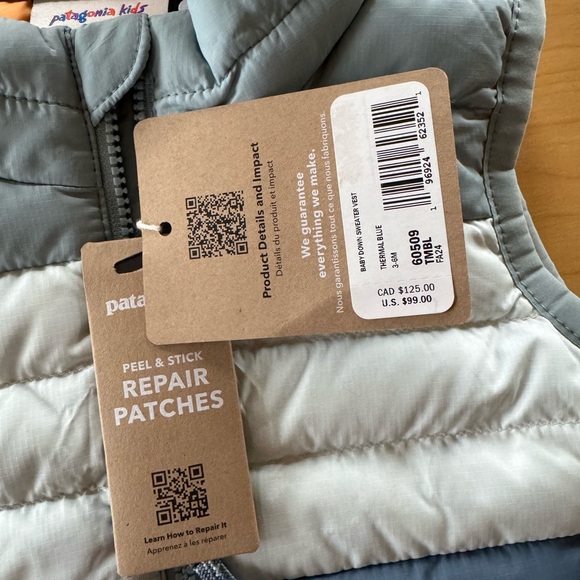Patagonia Kids' Blue and Gray Puffer Vest - Picture 2 of 4